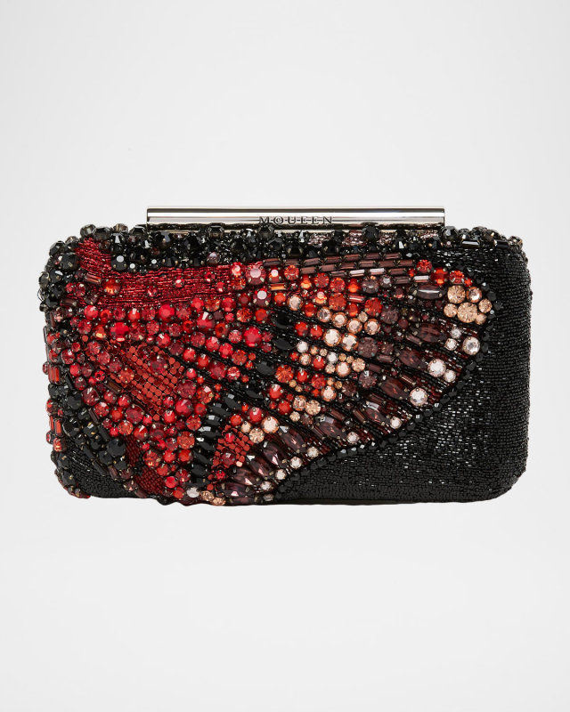 T-Bar Butterfly Beaded Box Clutch Bag